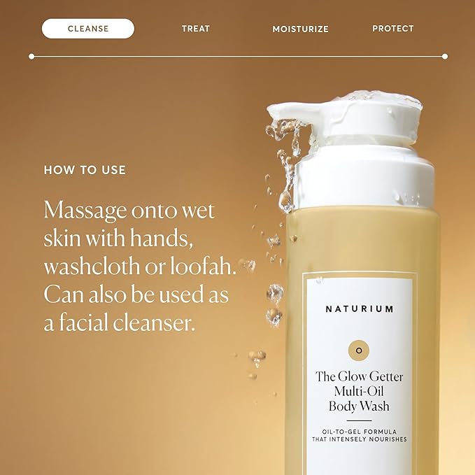 Naturium The Glow Getter Multi-Oil Hydrating Body Wash, Gentle Cleanser, 16.9 oz