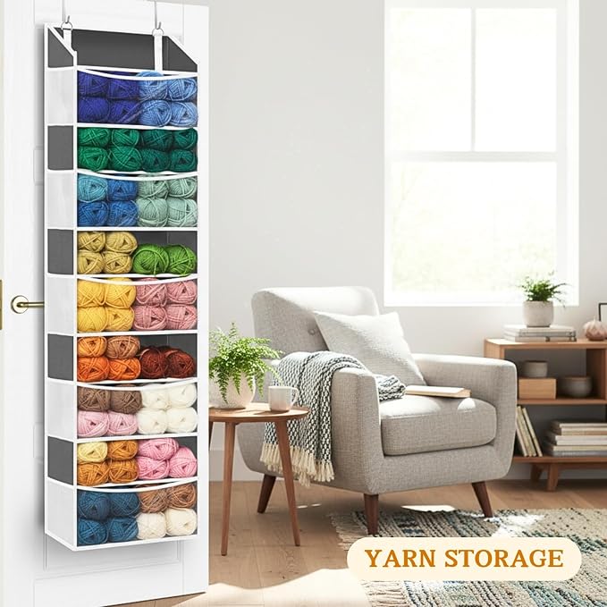 Ofiray-home 2 Pack Over Door Organizer with 5 Large Pockets, 5 Transparent Front Pockets & 10 Mesh Side, 50 lbs Weight Capacity Hanging Storage for Toys, Shoes, Diapers, Pantry