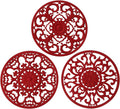 Extra Thick Silicone Trivet Mat for Hot Dishes, Hot Pots and Pans, Pot Holder, Hot Pad to Protect Your Table and Countertop, Kitchen Decor and Accessories,Merlot Red,Set of 3