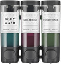Shampoo and Conditioner Dispenser Shower Dispenser Body Wash Wall Mounted Shampoo Dispenser for Shower Wall No Drill for Bathroom Hotel 3 Chamber x 300ml Black with Waterproof Labels