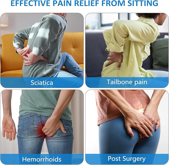 Donut Pillow, Donut Cushion for Tailbone Pain Relief and Hemorrhoids, Donut Seat Cushion for Coccyx, Sciatica, Surgery and Postpartum, Hemorrhoid Pillow for Long Sitting Office Workers, Car Drivers
