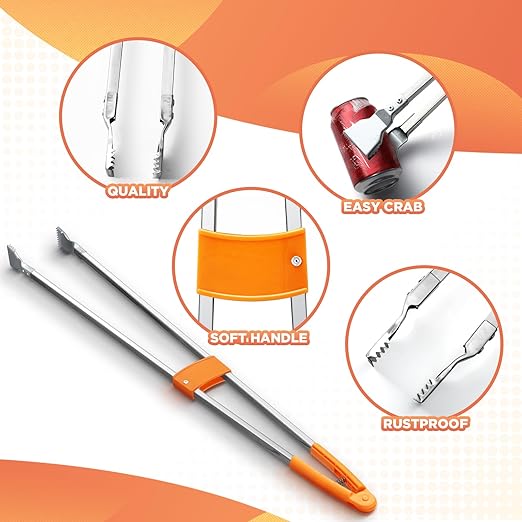 4 Pack 36" Reacher Grabber Tool Lightweight Litter Pick up Sticks Aluminum Rustproof Trash Grabber Garbage Picker Grabber Garden Leaf Cleaning Trash Tong Reaching Assist Tool for Elderly