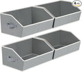 Homsorout Trapezoid Storage Baskets for Shelves - Large Fabric Baskets for Organizing, Foldable Storage Bin with Handles, Cube Storage Organizer Bins for Clothes, Blankets, 4 Pack, Grey