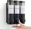 Shampoo and Conditioner Dispenser,Shower Soap Dispenser 3 Chamber No Drill Wall-Mounted Shampoo Dispenser for Shower Wall Mounted Shower Dispenser for Bathroom Hotel Large Capacity,Matte Black