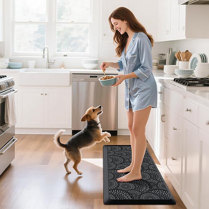 Mattitude 4/5 Inch Kitchen Mat, 20x38in Heavy Duty Ergonomic Comfort Foam Standing Desk Mat, Waterproof Non-Slip Standing Mats and Rugs for Kitchen, Office, Black