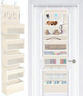 WISELIFE Over the Door Organizer - 6 Shelves Detachable Hanging Bedroom Storage Solution with 5 Large Pockets and 3 PVC Pockets for Dorm Bathroom, Pantry Nursery Baby Essentials (Beige)