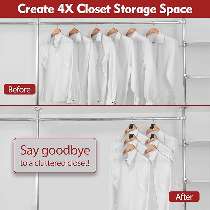 Latoxcaa Space Saving Hanger Hooks 30Pcs, Upgrade Heavy Duty Space Saver Hangers Connector Hooks for Clothes, Premium Hanging Closet Organizer for Dorm, Ganchos para Colgar Ropa, Black