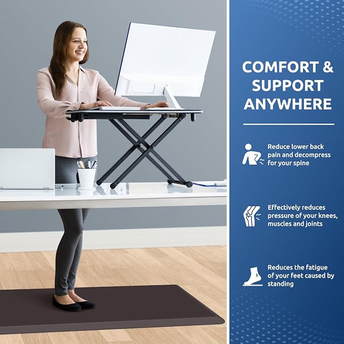 KitchenClouds Kitchen Mat Cushioned Anti Fatigue Rug 20"x39" Water Resistant, Non Slip, Standing and Comfort Desk/Floor Mats for House Sink Office (Chocolate)
