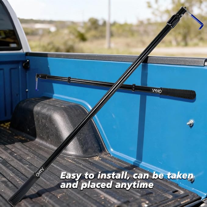 6.5FT 2.0 New Upgraded Scalable Aluminum Alloy Truck Cargo Grabber with a Maximum Pulling Force of 300pound Suited for Pickup Trucks SUVs Trailers RVs Boats (Gen 2 Black) 5-piece Set
