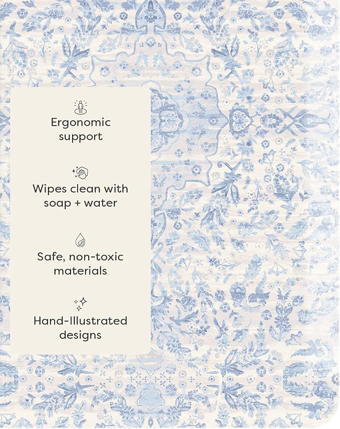 House of Noa Nama Standing Mat – Anti-Fatigue Cushioned Kitchen Mats for Floor | Ergonomic Bounce-Back Foam Kitchen Mats | Anti-Fatigue Mats for Kitchen & Standing | Emile Porcelain Blue | 22" x 72"
