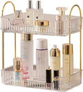 shuang qing 2 Tier Bathroom Counter Organizer Countertop Storage, Cosmetics Skincare Shelf Organizer, Makeup Organizer Perfume for Dresser Vanity Tray, Spice Rack Organizer for Kitchen - Clear