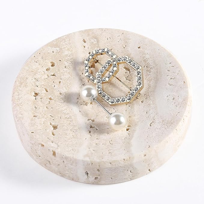 Koville Marble Jewelry Dish, Small Round Trinket Dish for Ring Necklace Earring, 4" Decorative Dish, Natural Stone Soap Dish for Bathroom Kitchen