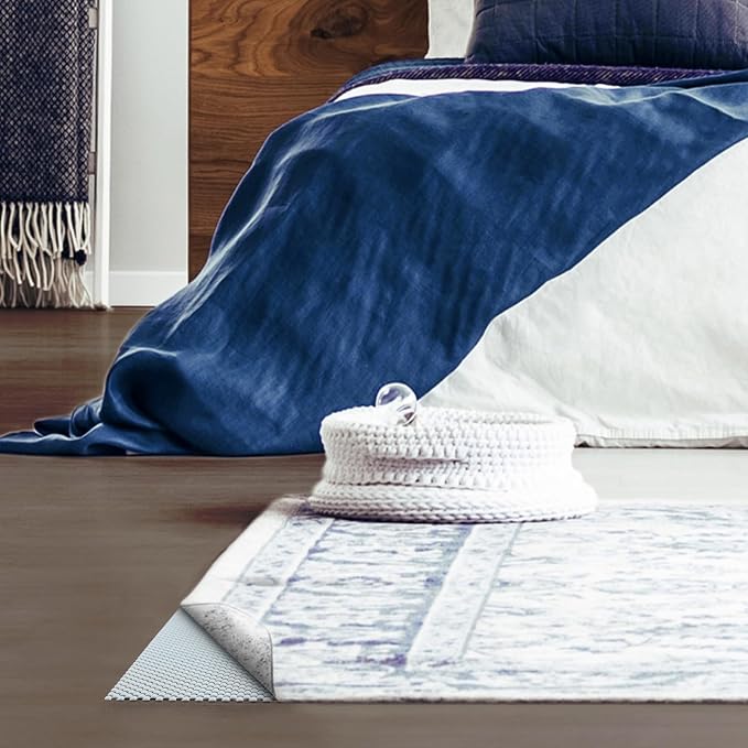 Veken 4x6 Ft Rug Pad Gripper for Hardwood Floors, Non Slip Grey Blue Rug Pads for Area Bedroom Rugs, Thick Rug Grippers for Tile Floors, Under Carpet Anti Skid Mat, Keep Your Rugs Safe and in Place