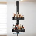 Orimade Aluminum Over the Door Shower Caddy, Rustproof Hanging Shower Organizer, Heavy Duty 44LB, Adjustable Height, Safe Rounded Edges, Bottom Plate to Hold Small Items, for Bathroom Storage, 2-Tier