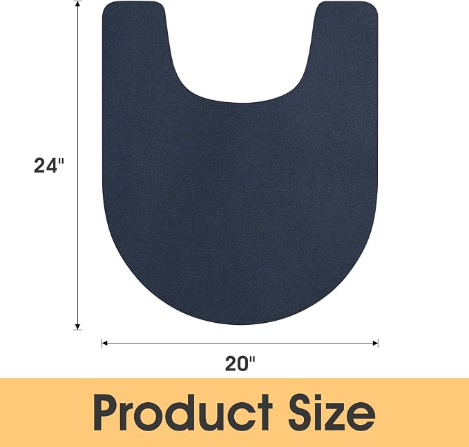 ACCUMTEK Non Slip Bath Mat, Thin Bathroom Rugs Fit Under Door, Quick Dry Bath Mats, Machine Washable Bath Rugs for Bathroom, Bathtub & Kitchen, Dark Blue/Solid/U-Shaped 24"x20"