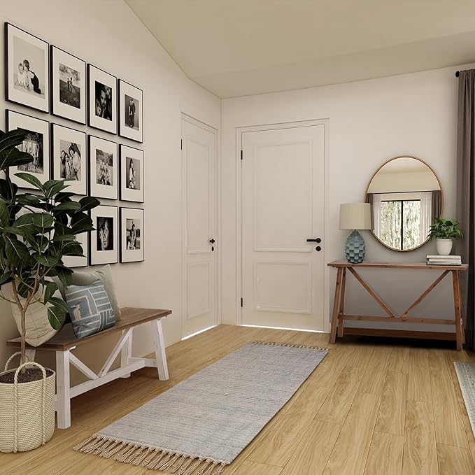 Wnutrees 43" Farmhouse Solid Wood Bench, Narrow Long Seat for Entryway Living Room Dining Area, White