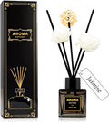 Black Glass Bottle Scent Diffuser, 1.7 oz Reed Diffuser with Sticks, Home Fragrance for Bookshelf, Bedroom Vanity, Office Desk & Bathroom Decor, Air Freshener for Aesthetic Room Decor (Jasmine)