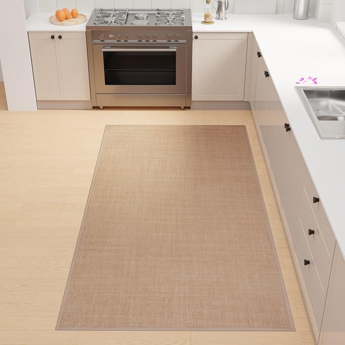 SUMLANS Kitchen Mat, Cushioned Non Slip Rugs for Kitchen Floor, Absorbent Runner Comfort Standing Mats Washable for Kit, Office, Home (Camel, 35.4"x71")
