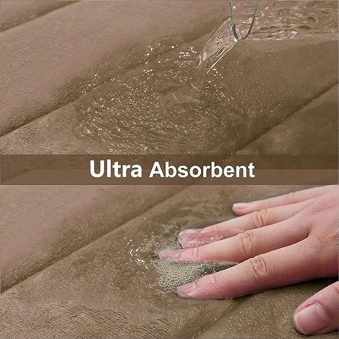 Buganda Memory Foam Bath Mat, 24" x 16", Ultra Soft and Non-Slip Bathroom Rugs, Water Absorbent and Machine Washable Bath Rug for Bathroom, Shower, and Tub, Mocha