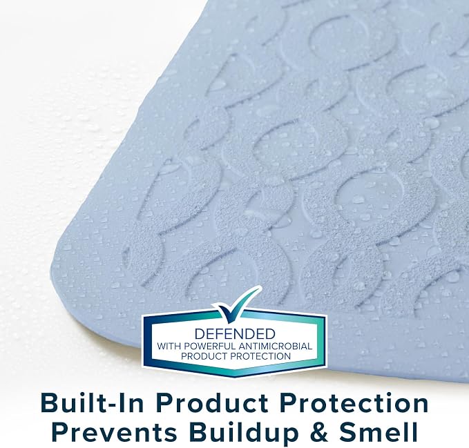 SlipX Solutions Durable Large Rubber Safety Mat 27 x 15, Feel Safe and Surefooted in Your Bath or Shower, Extra Grippy Surface Texture and Over 200 Power Grip Suction Cups, Machine Washable, Gray