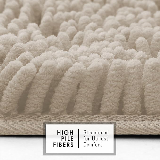 Hearth & Harbor Bathroom Rugs, Chenille Bath Mat - Machine Washable Bath Mats for Bathroom Non-Slip Backing Rubber, Quick Dry Bathroom Mat