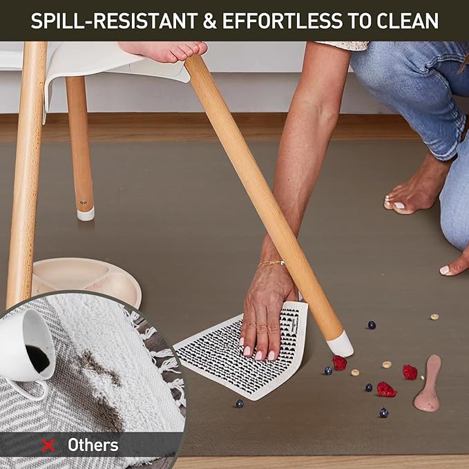 5'×7' Large Vinyl Area Mat for Floor, Translucent Black Scratch Resistant Floor Protector for Under Dining Table, No Spill Durable PVC Area Rug for Garage, Bedroom, Lvinig Room