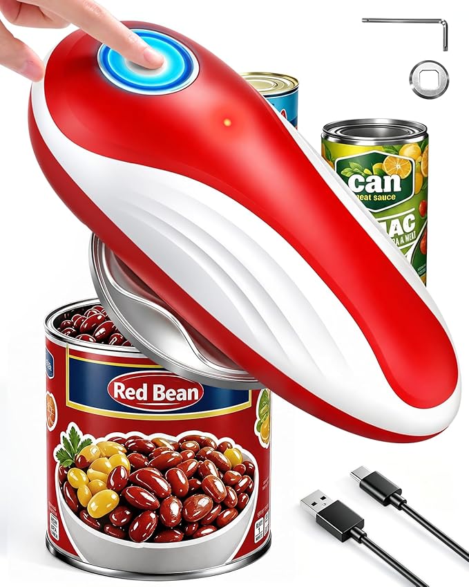 Rechargeable Can Opener Fits All Can Sizes with Extra Blade, Electric Can Openers for Kitchen Food Safe with Smooth Edge, Kitchen Gadgets Can Openers for Seniors, Arthritis and Chef
