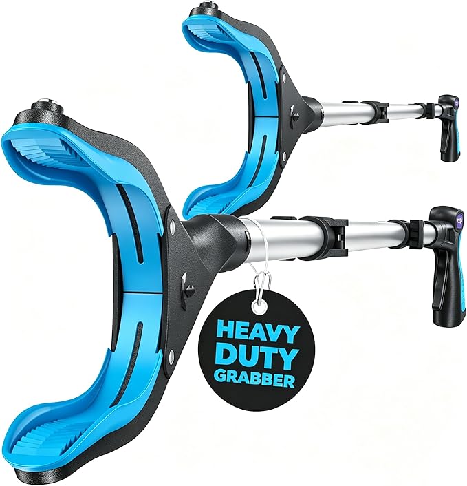 KEKOY Pro 36-inch Reacher Grabber Pickup Tool 2 Pack, Foldable Grabbers for Seniors Heavy Duty Pick Up Trash Stick with Anti-Slip 360° Rotating Jaw, 4" Wide Extended Weed Gripper Claw with Magnet