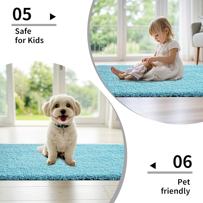 Disolla Sky Blue Bathroom Rug 24x36 - Non-Slip Plush Thick Bath Mat, Highly Absorbent & Ultra Soft Fluffy Floor Mat, Machine Washable for Shower and Tub