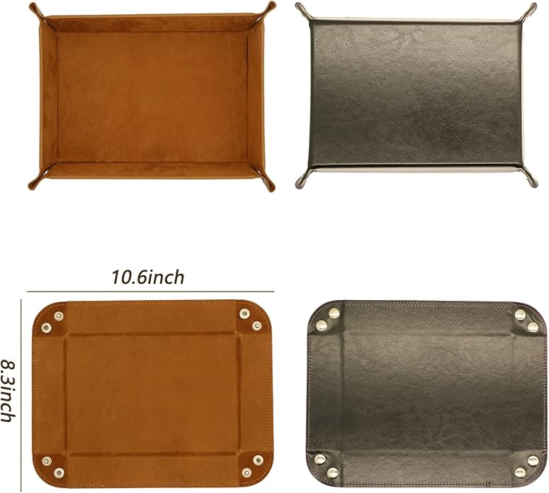 Valet Organizer - Catchall Tray for Jewelry, Wallets, Watches, Keys, Coins, Phones, Glasses - Perfect for Nightstand, Desk, Entryway