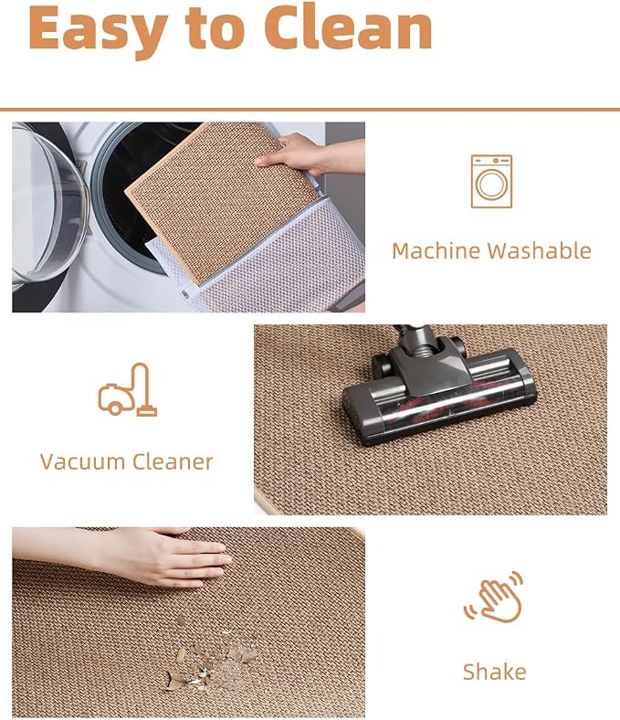PADOOR Non-Slip Bath-Mats for Bathroom, Rubber-Backing Braided Absorbent Bathroom Mat Machine Washable Thin Bathroom Rugs Fit Under Door Quick Dry Bath Rugs for Floor, 24''x47'' Beige