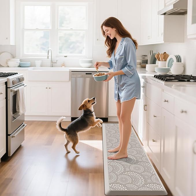 Mattitude 4/5 Inch Kitchen Mat, 17.3x59in Heavy Duty Ergonomic Comfort Foam Standing Desk Mat, Waterproof Non-Slip Standing Mats and Rugs for Kitchen, Office, Khaki