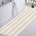Turquoize Non Slip Shaggy Chenille Microfibers Bathroom Rug Bath Room Mat Extra Long Bath Rug 47 x 17 Kitchen Rugs and Mats, Super Water Absorbent & Soft Washable Bath Rug for Bathroom, Ivory