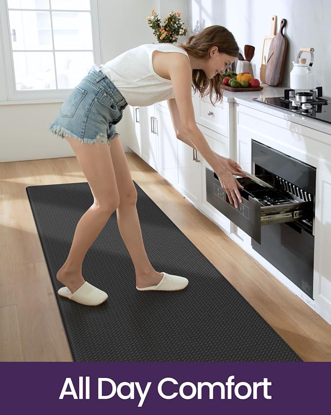 DEXI Kitchen Floor Mats Cushioned Anti Fatigue, 23x94, Large Long Standing Runner Rug Waterproof, Comfort Memory Foam Padded for Front Sink Laundry, Black