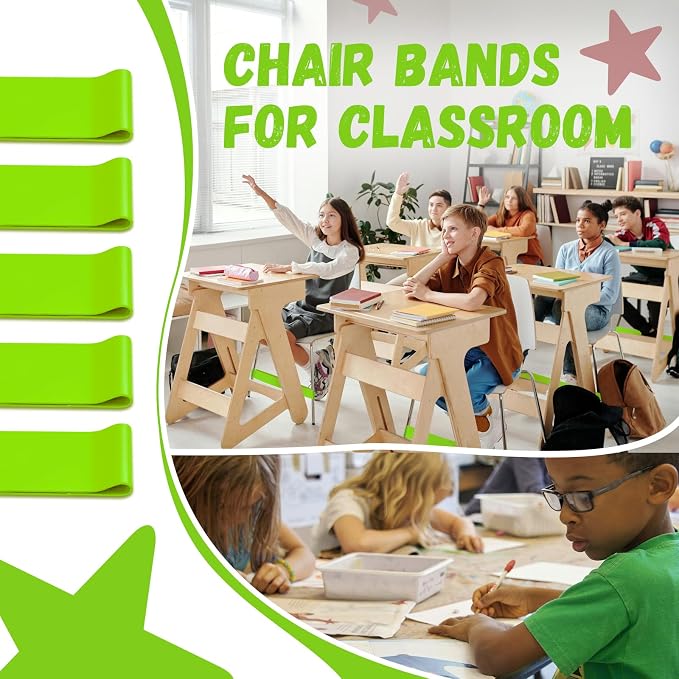 16 Pack Chair Bands for Kids with Fidgety Feet, ADHD Tools for Kids, Improve Focus & Reduce Restlessness, Chair Bands for Sensory ADHD ADD Autism - Classroom & Home Must Haves (Green)
