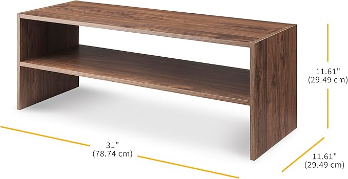 Whitmor Wood Stackable 2-Shelf Shoe Rack, Walnut, 31 inches