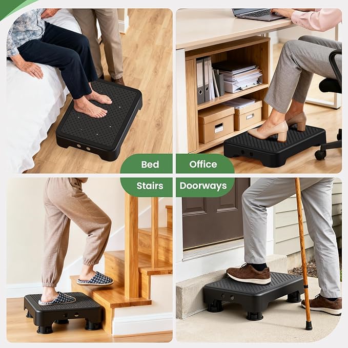 SOYO Mobility One Step Stool, Heavy Duty Indoor Outdoor Non-Slip Small Step Platform Assistive Device for Adult Elderly, Standing Support and Step Riser for Car, Bed, Door, Stair, Bathroom Black-Black
