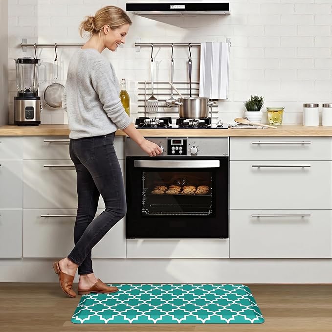 WISELIFE Anti Fatigue Floor Mat - 4/5 Inch Thick Kitchen Mat Non Slip Waterproof Heavy Duty Ergonomic Comfort Mat Durable for Home, Office, Sink, Laundry,(20" x 39", Green)