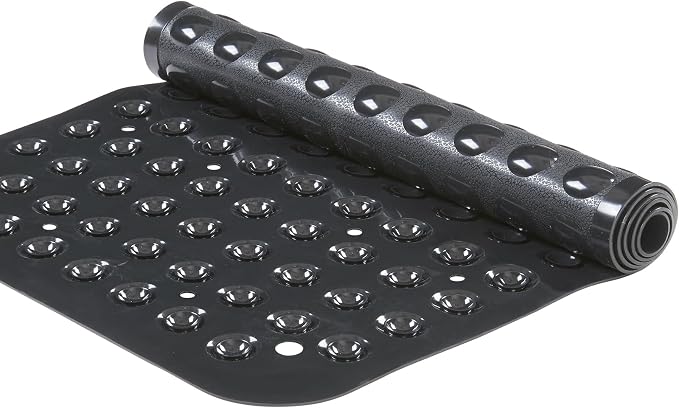 YANZIFLY Bathtub Mat for Shower: Soft Silicone Bath Mat Non Slip with Suction Cups Tub Mat for Bathroom for Family Extra Large Shower matt Machine Washable - Black