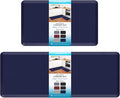HappyTrends 2 PCS Kitchen Mat Cushioned Anti-Fatigue Floor Mat, Heavy Duty Ergonomic Comfort Foam Standing Mat,20"x30"+20"x47",Navy