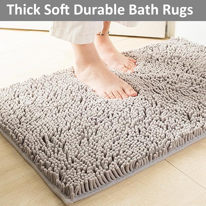 3 Piece Bathroom Rug Set Non Slip 3 Piece Bath Rug Set Ultra Soft Bath Rug,Absorbent Shaggy Bath Mat,Perfect Plush Bathroom Mats Sets with U-Shaped Toilet Mat