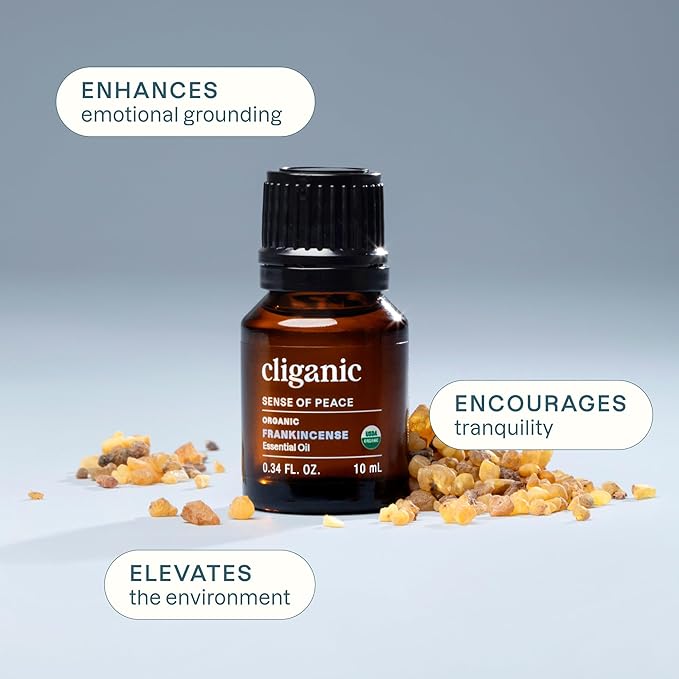 Cliganic Organic Frankincense Essential Oil - Boswellia Serrata, 100% Pure Natural Undiluted, for Aromatherapy | Non-GMO Verified