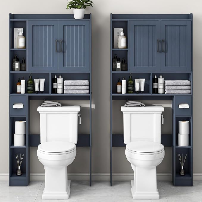 Vabches Over The Toilet Storage Cabinet, Farmhouse Storage Cabinet Over Toilet with Barn Door，Home Space-Saving Toilet Rack, for Bathroom, Restroom, Laundry