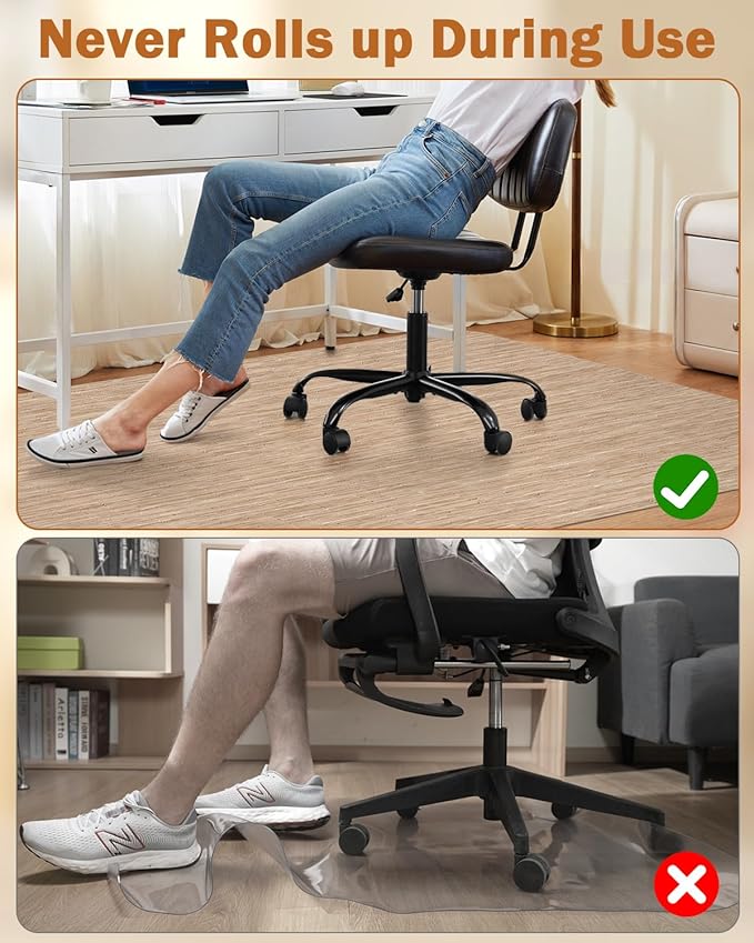 Blvornl Office Chair Mat for Hardwood Floor, 50"*63" Desk Computer Chair Mat for Hard Wood, Large Anti-Slip Hard Floor Protector for Rolling Chair, PVC Desk Rug for Office Red Brown