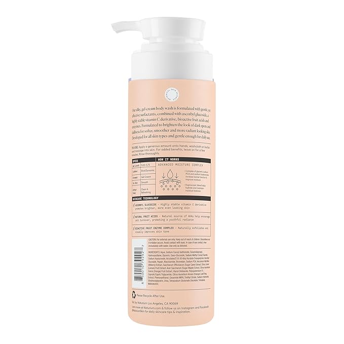 Naturium The Brightener Vitamin C Body Wash, Gentle Cleanser for Smoother-Looking Skin, Removes Dirt, Oil & Other Impurities, 16.9 oz