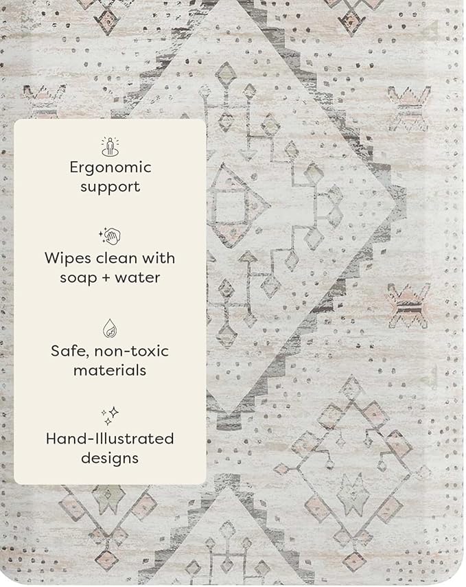 House of Noa Nama Standing Mat – Anti-Fatigue Kitchen Mats for Floor, Cushioned & Non-Slip Kitchen Comfort Mat for Standing, Thick Foam Anti-Fatigue Mat for Kitchen & Workspaces, Ula Calico 30" x 72"
