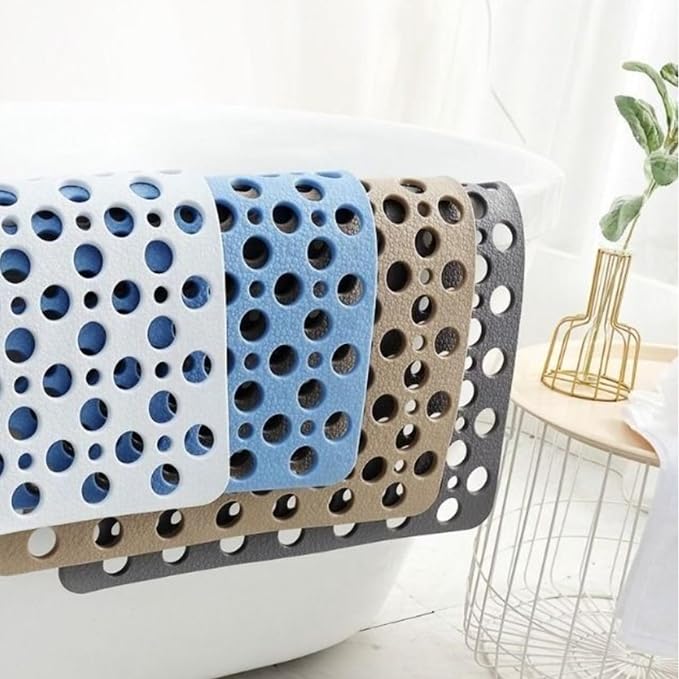 Casa and Beyond Shower Mat,Non Slip Bath Mat and Shower Mat with Suction Cups and Drain Holes,Bathroom Mat Easy to Clean Soft Machine Washable,Bathtub Mat Easy Dry&Cut (Pink,47" x 32"(Rectangular))