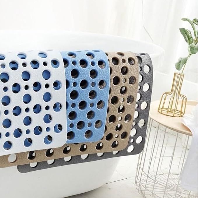 Casa and Beyond Shower Mat,Non Slip Bath Mat and Shower Mat with Suction Cups and Drain Holes,Bathroom Mat Easy to Clean Soft Machine Washable,Bathtub Mat Easy Dry&Cut (Beige,28" x 28"(Rectangular))