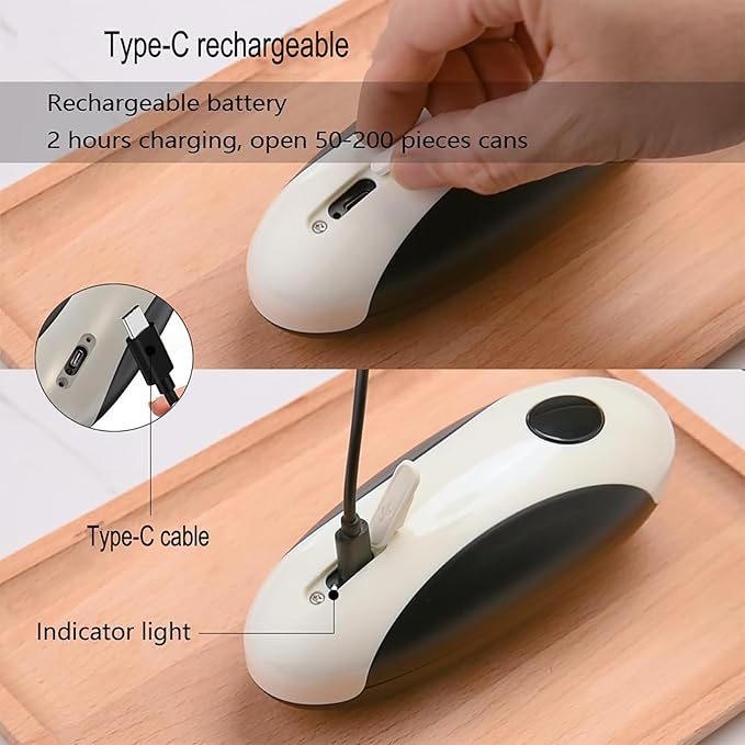 Electric Can Opener, Open Cans with a Simple Press of a Button — Automatic, Hands-free, Smooth Edges, Type-C Rechargeable, Fits for All Can Sizes