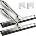 ALFLOD 2PACK All-Purpose Shower Squeegee for Shower Doors, Tile Shower Walls, Bathroom, Window, Glass and Car Windshield, Mirrors and Kitchen-Stainless Steel, 9.9-Inch, Silver